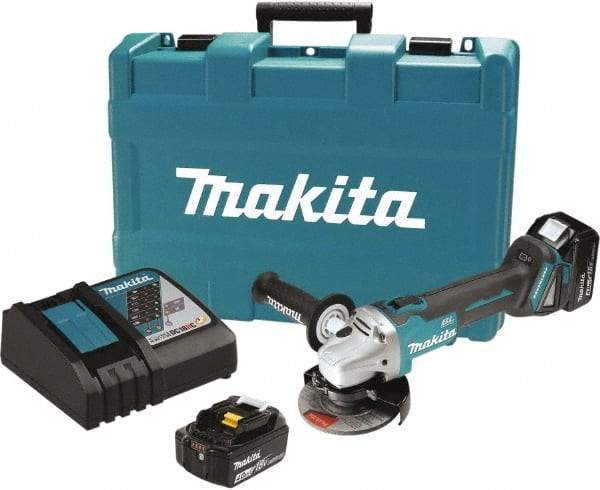 Makita - 4-1/2" Wheel Diam, 8,500 RPM, Cordless Cutoff & Cutoff-Grinder Tool - Straight Handle, Battery Included - Caliber Tooling