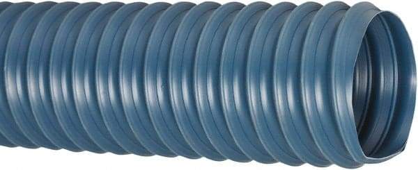 Flexaust - 4" ID, 9 Hg Vac Rating, 8 psi, PVC Vacuum & Duct Hose - 50' Long, Blue, 3.3" Bend Radius, 20 to 160°F - Caliber Tooling