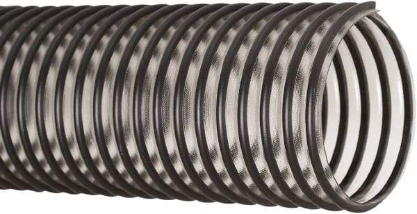 Flexaust - 4" ID, 14 Hg Vac Rating, 16 psi, PVC Vacuum & Duct Hose - 25' Long, Clear/Black, 4" Bend Radius, 20 to 160°F - Caliber Tooling