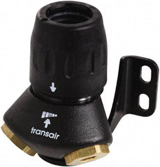 Transair - 1/2" ID, 16.5mm OD, 45° Two Port Wall Bracket - Plastic, 232 Max psi, 1/2 & 1/4 Female NPT, 3-5/16" Long - Caliber Tooling