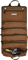 Bucket Boss - 6 Pocket Brown & Green Canvas Tool Roll - 4-1/2" Wide x 4-1/2" Deep x 26" High - Caliber Tooling