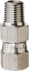 Made in USA - 1" Grade 316 Stainless Steel Pipe Adapter - MNPT x NPSM Swivel End Connections, 2,400 psi - Caliber Tooling