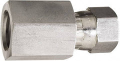 Made in USA - 5/8" Tube OD, 37° Stainless Steel Flared Tube Swivel Connector - 7/8-14 NPT, Female Flare x FNPT Ends - Caliber Tooling