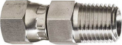 Made in USA - 3/4" Tube OD, 37° Stainless Steel Flared Tube Swivel Connector - 1-1/16-12 NPT, Female Flare x MNPT Ends - Caliber Tooling