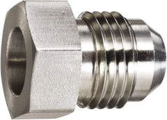 Made in USA - 1-1/4" Tube OD, 37° Stainless Steel Flared Tube OD Socket - 1-5/8-12 Weld x Male Flare Ends - Caliber Tooling