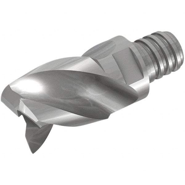 Iscar - MM EA Grade IC08 Carbide End Milling Tip Insert - Uncoated, 3 Flutes, 25mm Cutting Diam, 19mm Depth of Cut, 37mm Extension, 0.039" Cnr Rad, 40° Helix - Caliber Tooling