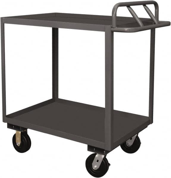 Durham - 3,600 Lb Capacity, 30" Wide x 60" Long x 30" High Service Cart - 2 Shelf, Steel, 2 Rigid/2 Swivel Casters - Caliber Tooling