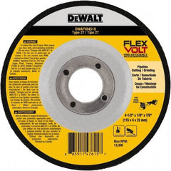 DeWALT - 4-1/2" Wheel Diam, 1/8" Wheel Thickness, 7/8" Arbor Hole, Type 27 Depressed Center Wheel - Fine/Coarse Grade, Ceramic, 13,300 Max RPM - Caliber Tooling