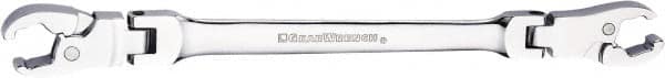 GearWrench - 13 x 14mm, Double End Head, Ratcheting Flare Nut Wrench - Chrome Vanadium Steel, Full Polish - Caliber Tooling