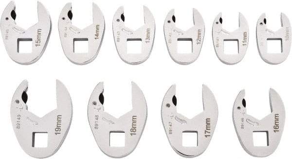 GearWrench - 10 Piece 3/8" Drive Open End Crowfoot Wrench Set - 10 to 19mm - Caliber Tooling