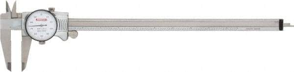 SPI - 0" to 12" Range, 0.001" Graduation, 0.1" per Revolution, Dial Caliper - White Face, 2.51" Jaw Length, Accurate to 0.0015" - Caliber Tooling