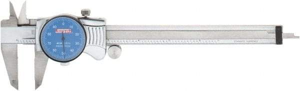 SPI - 0" to 6" Range, 0.001" Graduation, 0.1" per Revolution, Dial Caliper - Blue Face, 1.57" Jaw Length, Accurate to 0.0010" - Caliber Tooling