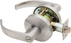 Falcon - Grade 1 Privacy Lever Lockset for 1-3/8" Thick Doors - 2-3/4" Back Set, No Cylinder, Steel, Satin Chrome Finish - Caliber Tooling