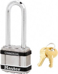 Master Lock - 2-1/2" Shackle Clearance, Keyed Alike Padlock - 5/16" Shackle Diam, Laminated Steel - Caliber Tooling