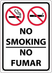 NMC - "No Smoking - No Fumar", 10" Long x 14" Wide, Rigid Plastic Safety Sign - Rectangular, 0.05" Thick, Use for Smoking Regulations - Caliber Tooling