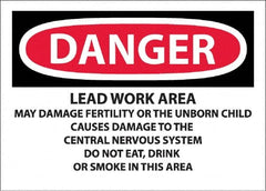 NMC - "Danger - Lead Work Area May Damage Fertility Or The Unborn Child", 10" Long x 14" Wide, Pressure-Sensitive Vinyl Safety Sign - Rectangle, 0.0045" Thick, Use for Hazardous Materials - Caliber Tooling