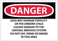 NMC - "Danger - Lead May Damage Fertility or the Unborn Child", 10" Long x 14" Wide, Aluminum Safety Sign - Rectangle, 0.04" Thick, Use for Hazardous Materials - Caliber Tooling