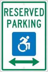 NMC - "Reserved Parking", "Handicap Symbol", 12" Wide x 18" High, Aluminum ADA Signs - 0.063" Thick, Green & Blue on White, Rectangle, Post Mount - Caliber Tooling