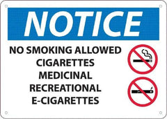 NMC - "No Smoking Allowed, Cigarettes, Medicinal,Recreational,E-Cigs", 10" Long x 14" Wide, Rigid Plastic Safety Sign - Rectangle, 0.05" Thick, Use for Smoking Regulations - Caliber Tooling