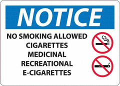 NMC - "No Smoking Allowed, Cigarettes, Medicinal,Recreational,E-Cigs", 10" Long x 14" Wide, Aluminum Safety Sign - Rectangle, 0.04" Thick, Use for Smoking Regulations - Caliber Tooling