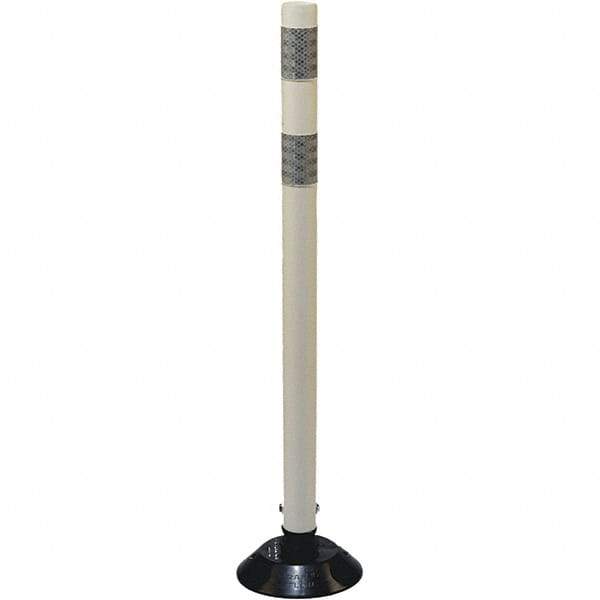 PRO-SAFE - 36" High x 3" Wide Reflective Tubular Surface Mount Delineator - Urethane, 3 Lbs, Gray/White - Caliber Tooling