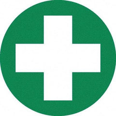 NMC - First Aid Cross Graphic, Hard Hat Label - White on Green, 0.045" Thick, For Certified Operator - Caliber Tooling