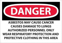 NMC - "Danger - Asbestos May Cause Cancer", 14" Long x 20" Wide, Rigid Plastic Safety Sign - Rectangular, 0.05" Thick, Use for Hazardous Materials - Caliber Tooling