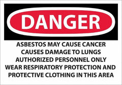 NMC - "Danger - Asbestos May Cause Cancer", 14" Long x 20" Wide, Pressure-Sensitive Vinyl Safety Sign - Rectangular, 0.0045" Thick, Use for Hazardous Materials - Caliber Tooling