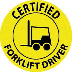 NMC - Certified Forklift Driver, Hard Hat Label - Black on Yellow, 0.045" Thick, For Accident Prevention - Caliber Tooling