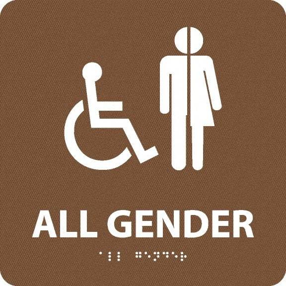 NMC - "All Gender", 8" Long x 8" Wide, Gravoply (Engraved) Safety Sign - Square, 0.25" Thick, Use for Restroom, Janitorial & Housekeeping - Caliber Tooling