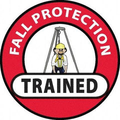 NMC - Fall Protection Trained, Hard Hat Label - Red/Black/Yellow/White, 0.045" Thick, For Accident Prevention - Caliber Tooling