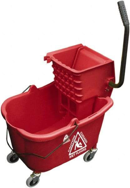 O-Cedar - 33 Qt Plastic Bucket & Wringer - 22" Long x 34" High x 15" Wide, Red - Caliber Tooling