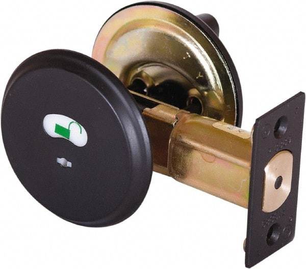 Stanley - 1-3/8 to 2" Door Thickness, Satin Chrome Finish, Occupancy Indicator Deadbolt - Nonhanded Handling, Push in Lever Override, Keyless Cylinder - Caliber Tooling