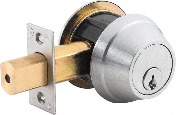 Stanley - 1-3/8 to 2" Door Thickness, Bright Brass Finish, Double Cylinder Deadbolt - Nonhanded Handling, Key Override, Double Cylinder - Caliber Tooling