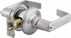 Stanley - Grade 2 Storeroom Lever Lockset - 2-3/8 & 2-3/4" Back Set, Brass Alloy, Satin Chrome Finish - Caliber Tooling