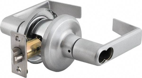 Stanley - Grade 2 Office Lever Lockset - 2-3/8 & 2-3/4" Back Set, Brass Alloy, Satin Chrome Finish - Caliber Tooling