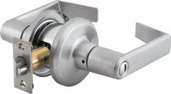 Stanley - Grade 2 Privacy Lever Lockset - 2-3/8 & 2-3/4" Back Set, Keyless Cylinder, Brass Alloy, Satin Chrome Finish - Caliber Tooling