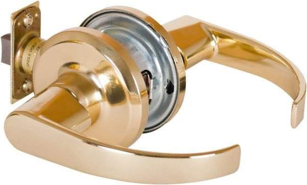 Stanley - Grade 2 Passage Lever Lockset - 2-3/8 & 2-3/4" Back Set, Keyless Cylinder, Brass Alloy, Bright Brass Finish - Caliber Tooling