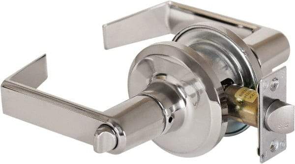 Stanley - Grade 2 Privacy Lever Lockset - 2-3/8 & 2-3/4" Back Set, Keyless Cylinder, Brass Alloy, Bright Chrome Finish - Caliber Tooling