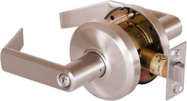 Stanley - Grade 2 Privacy Lever Lockset - 2-3/4" Back Set, Keyless Cylinder, Brass Alloy, Nickel Finish - Caliber Tooling