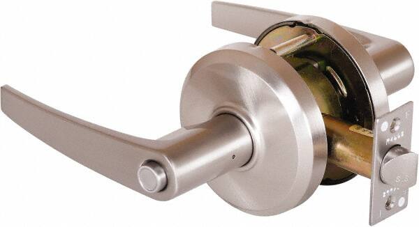 Stanley - Grade 2 Privacy Lever Lockset - 2-3/4" Back Set, Keyless Cylinder, Brass Alloy, Nickel Finish - Caliber Tooling