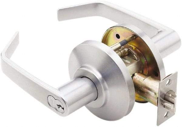 Best - Grade 2 Storeroom Lever Lockset - 2-3/4" Back Set, Key In Lever Cylinder, Brass Alloy, Satin Chrome Finish - Caliber Tooling