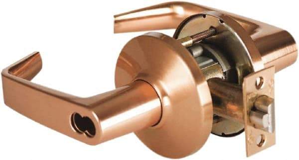 Best - Grade 2 Entrance Lever Lockset - 2-3/4" Back Set, Key In Lever Cylinder, Brass Alloy, Satin Bronze Finish - Caliber Tooling