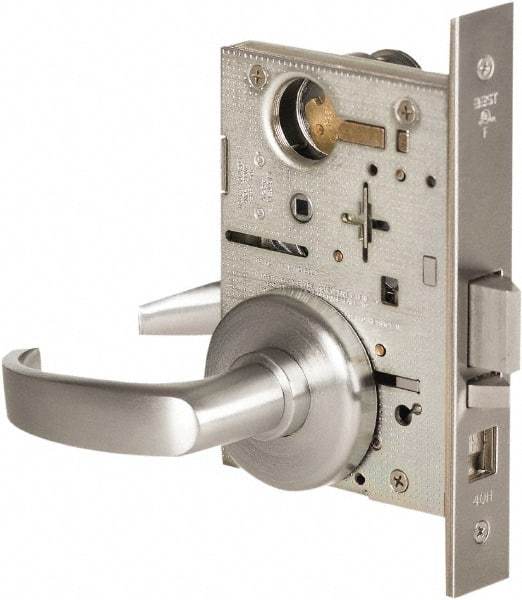 Best - Grade 1 Office Lever Lockset - 2-3/4" Back Set, Keyless Cylinder, Brass Alloy, Satin Chrome Finish - Caliber Tooling