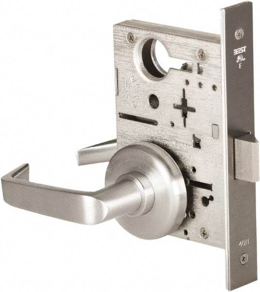 Best - Grade 1 Passage Lever Lockset - 2-3/4" Back Set, Keyless Cylinder, Brass Alloy, Satin Chrome Finish - Caliber Tooling