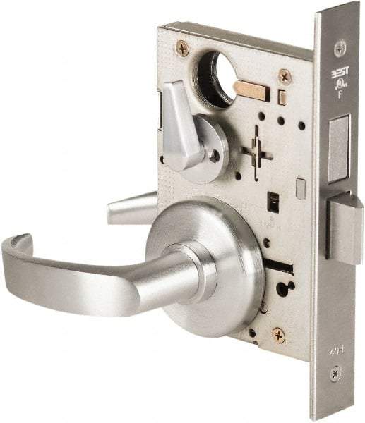 Best - Grade 1 Privacy Lever Lockset - 2-3/4" Back Set, Keyless Cylinder, Brass Alloy, Satin Chrome Finish - Caliber Tooling