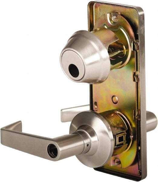 Stanley - Grade 2 Entry Lever Lockset - 2-3/4" Back Set, Key In Lever Cylinder, Brass Alloy, Nickel Finish - Caliber Tooling