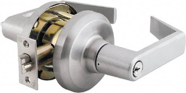 Stanley - Grade 1 Entrance Lever Lockset - 2-3/4" Back Set, Key In Lever Cylinder, Brass Alloy, Satin Chrome Finish - Caliber Tooling