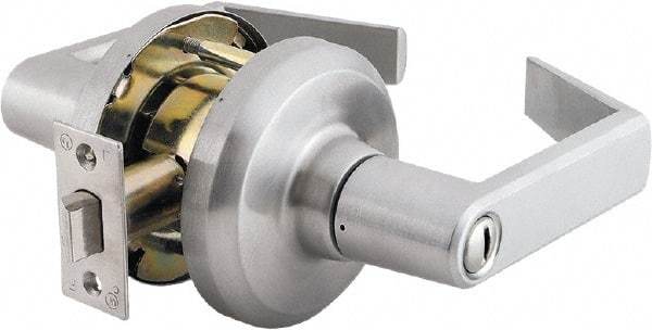 Stanley - Grade 1 Privacy Lever Lockset - 2-3/4" Back Set, Keyless Cylinder, Brass Alloy, Satin Chrome Finish - Caliber Tooling