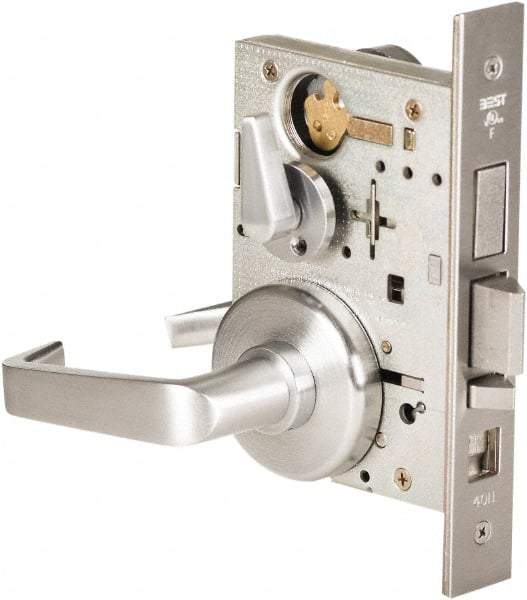 Stanley - Grade 1 All Purpose Lever Lockset - 2-3/4" Back Set, Best SFIC Cylinder, Brass Alloy, Satin Chrome Finish - Caliber Tooling